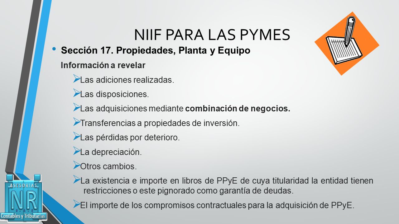 NIIF PARA LAS PYMES Sección 17. Propiedades, Planta y Equipo