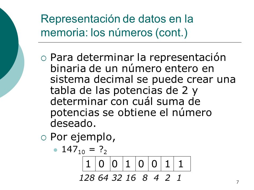 Representación de datos en la memoria: los números (cont.)