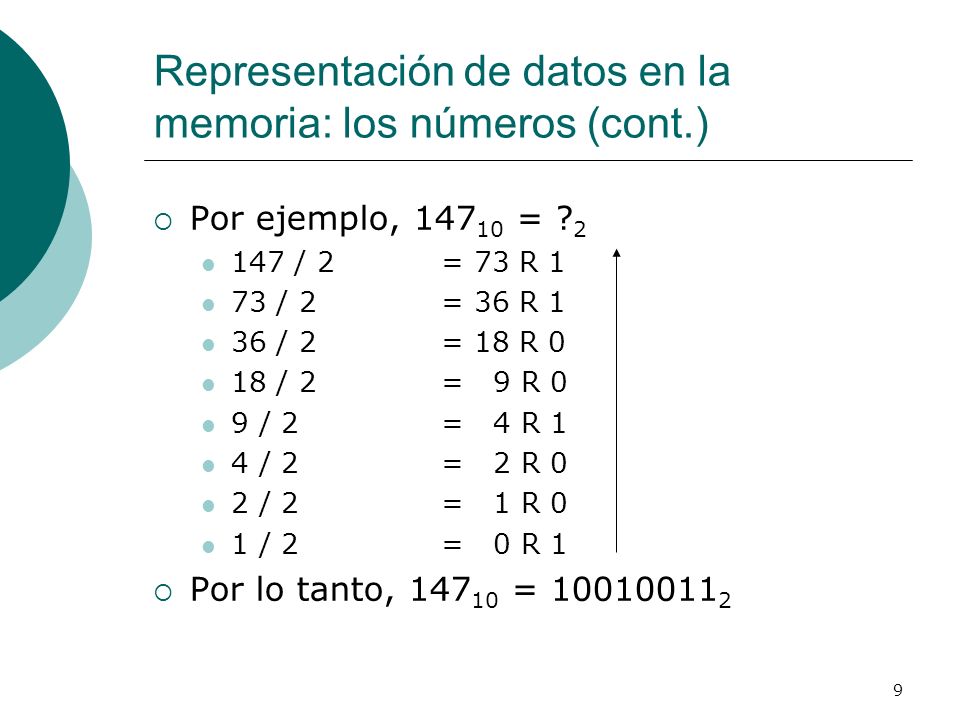 Representación de datos en la memoria: los números (cont.)