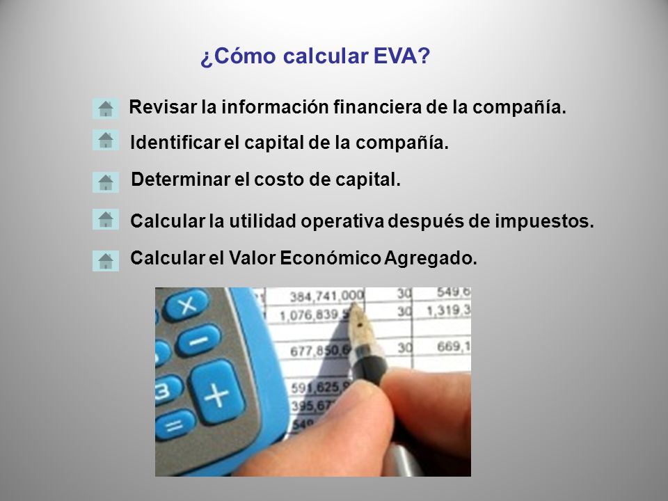 ¿Cómo calcular EVA Revisar la información financiera de la compañía.