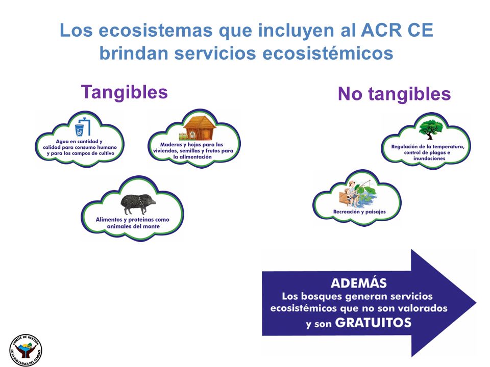 Los ecosistemas que incluyen al ACR CE brindan servicios ecosistémicos
