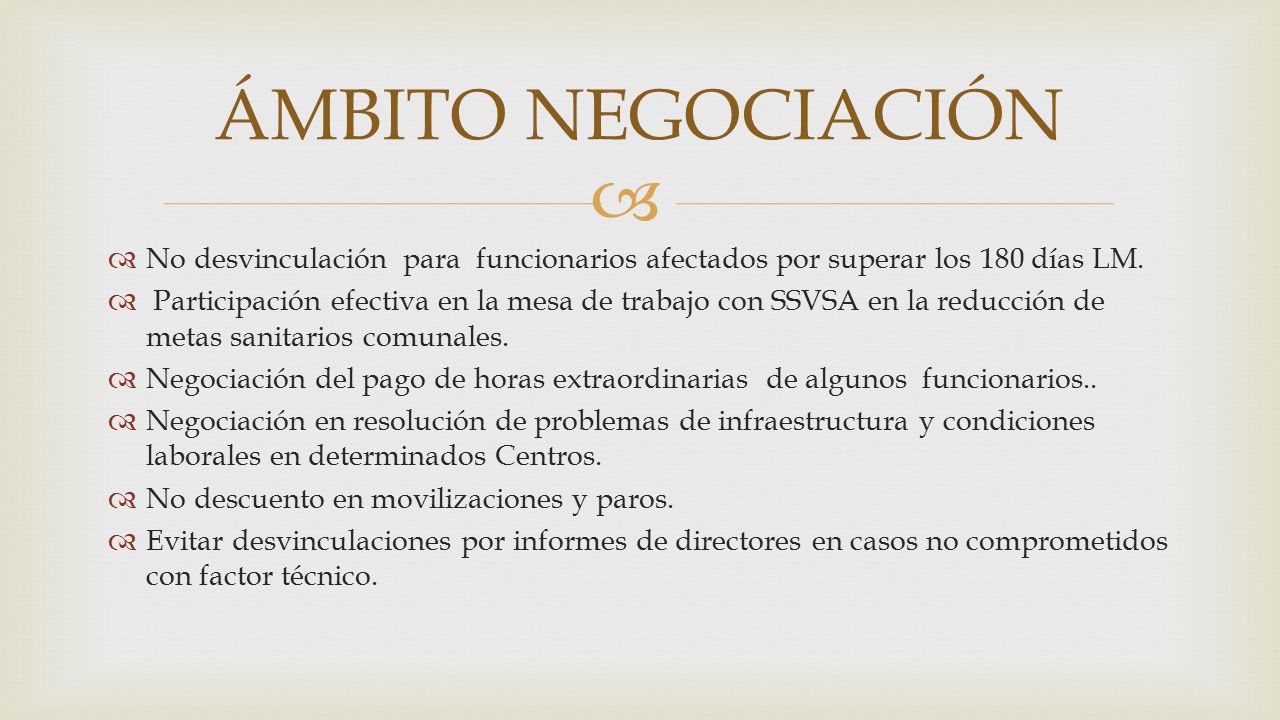 ÁMBITO NEGOCIACIÓN No desvinculación para funcionarios afectados por superar los 180 días LM.