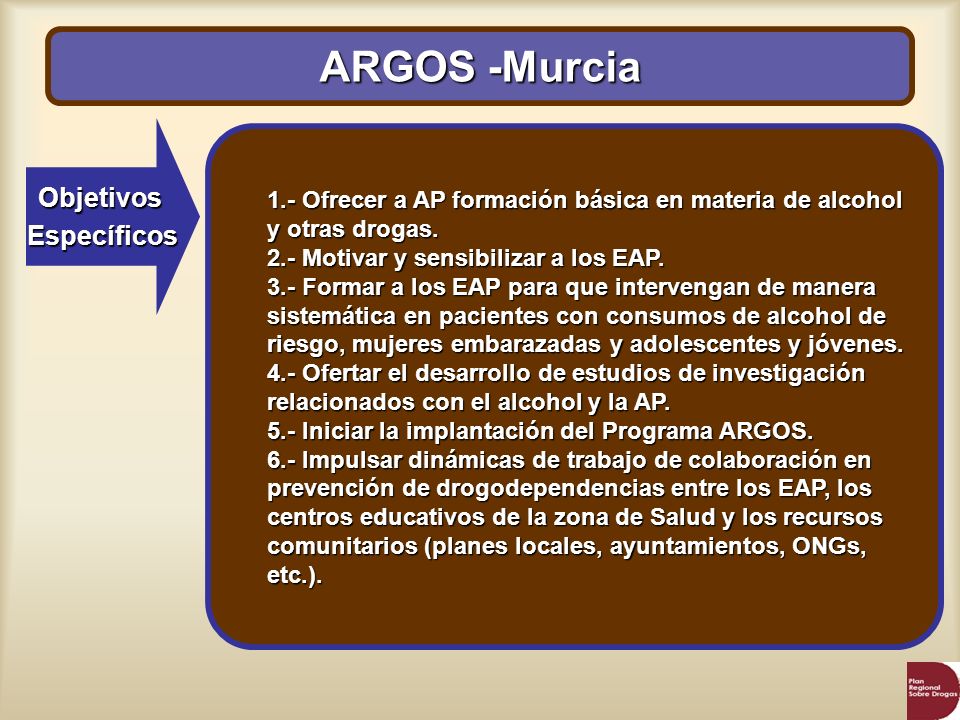 ARGOS -Murcia Objetivos Específicos