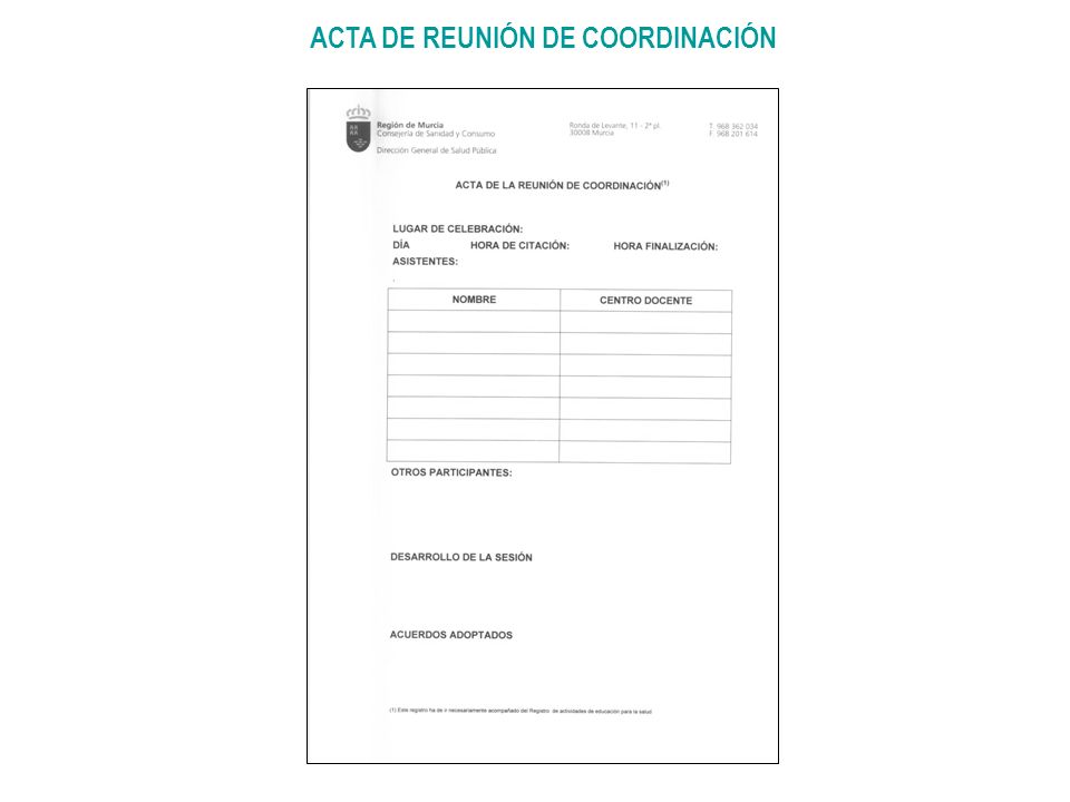 ACTA DE REUNIÓN DE COORDINACIÓN