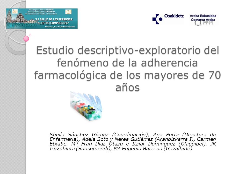 Estudio descriptivo-exploratorio del fenómeno de la adherencia farmacológica de los mayores de 70 años