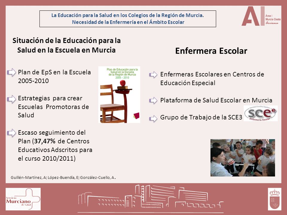 La Educación para la Salud en los Colegios de la Región de Murcia.