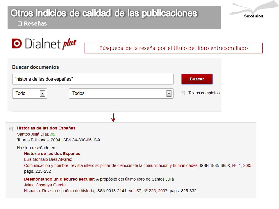 Búsqueda de la reseña por el título del libro entrecomillado