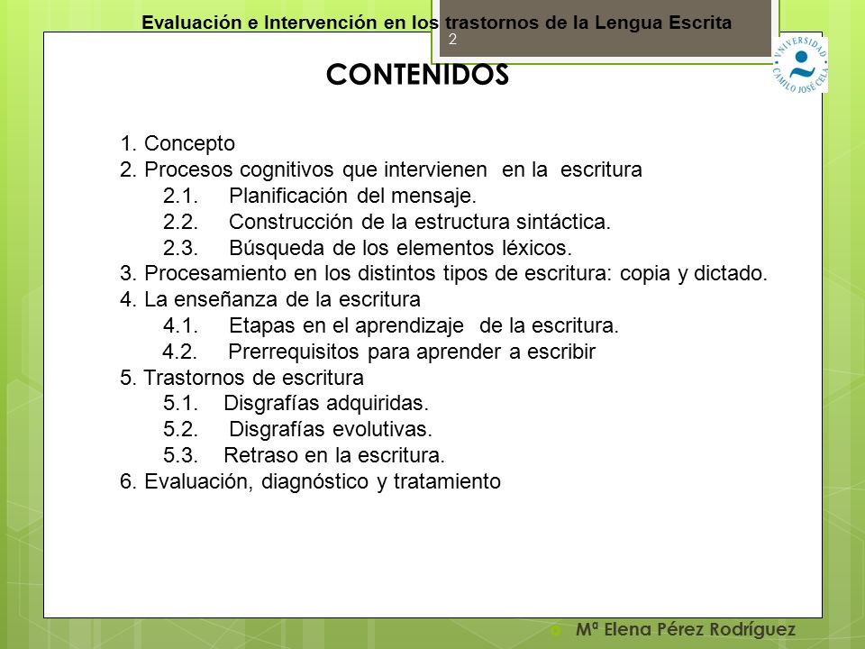Evaluación e Intervención en los trastornos de la Lengua Escrita
