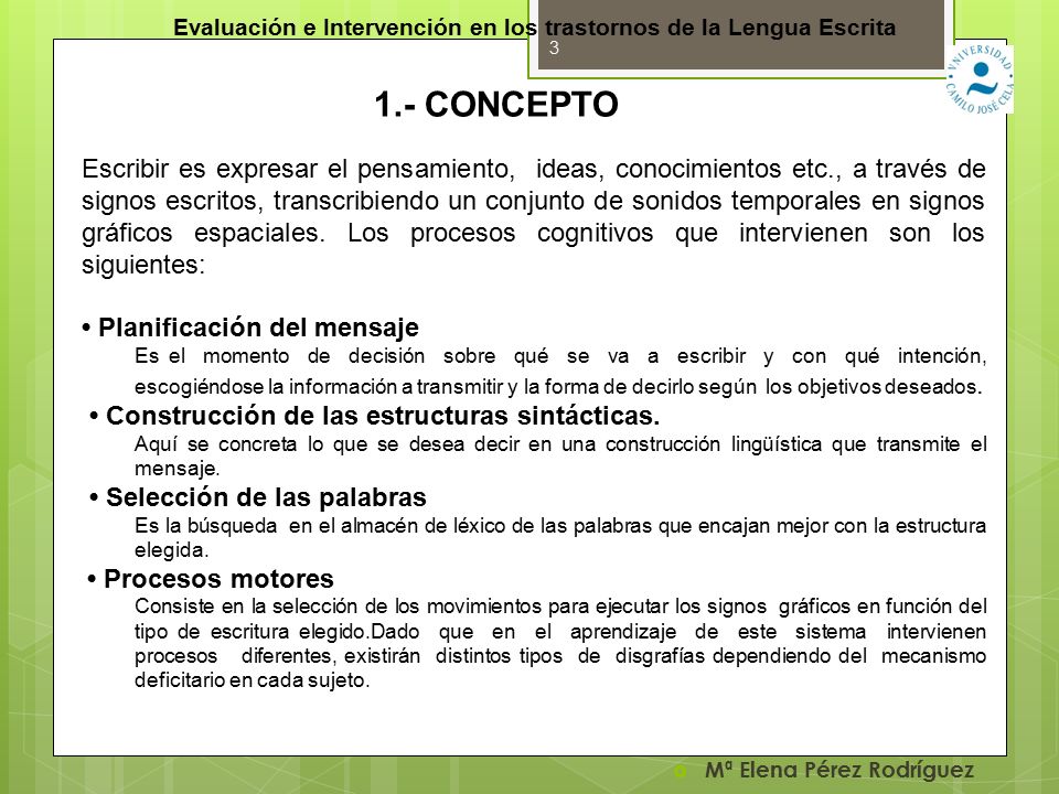 Evaluación e Intervención en los trastornos de la Lengua Escrita