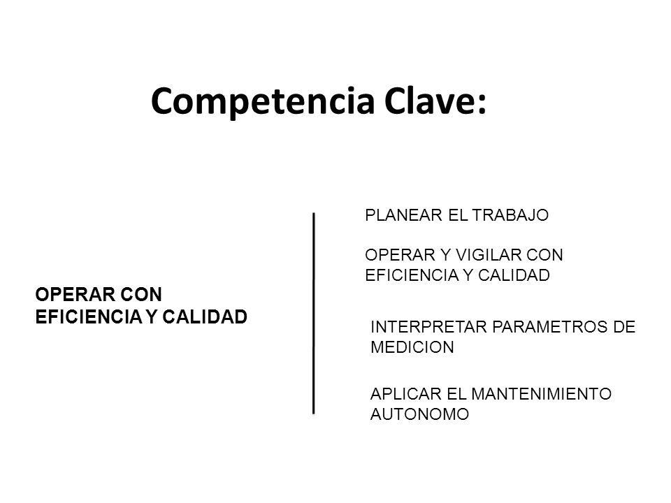 Competencia Clave: OPERAR CON EFICIENCIA Y CALIDAD PLANEAR EL TRABAJO