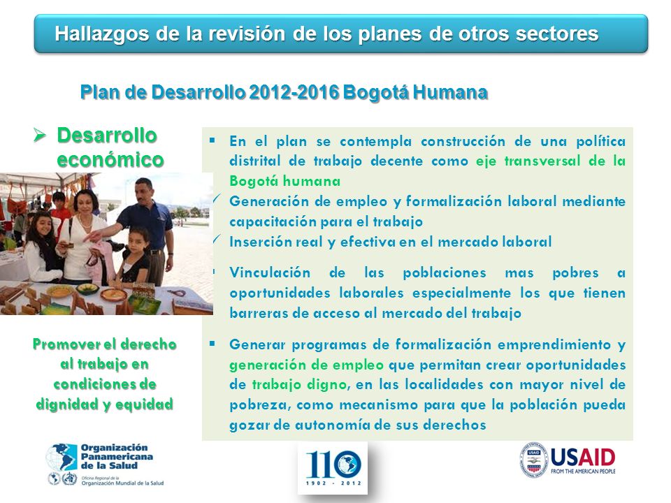 Promover el derecho al trabajo en condiciones de dignidad y equidad