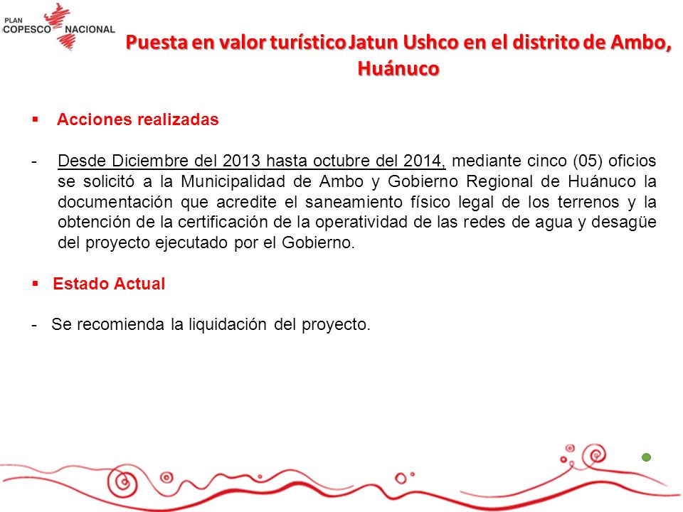 Puesta en valor turístico Jatun Ushco en el distrito de Ambo, Huánuco