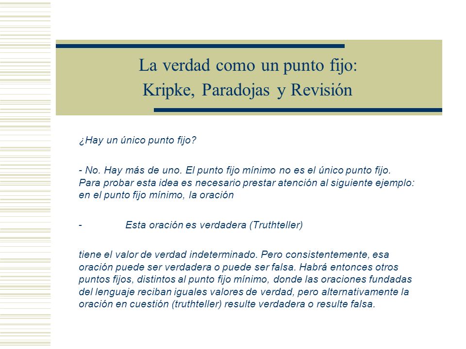 La verdad como un punto fijo: Kripke, Paradojas y Revisión
