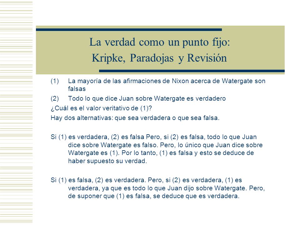 La verdad como un punto fijo: Kripke, Paradojas y Revisión