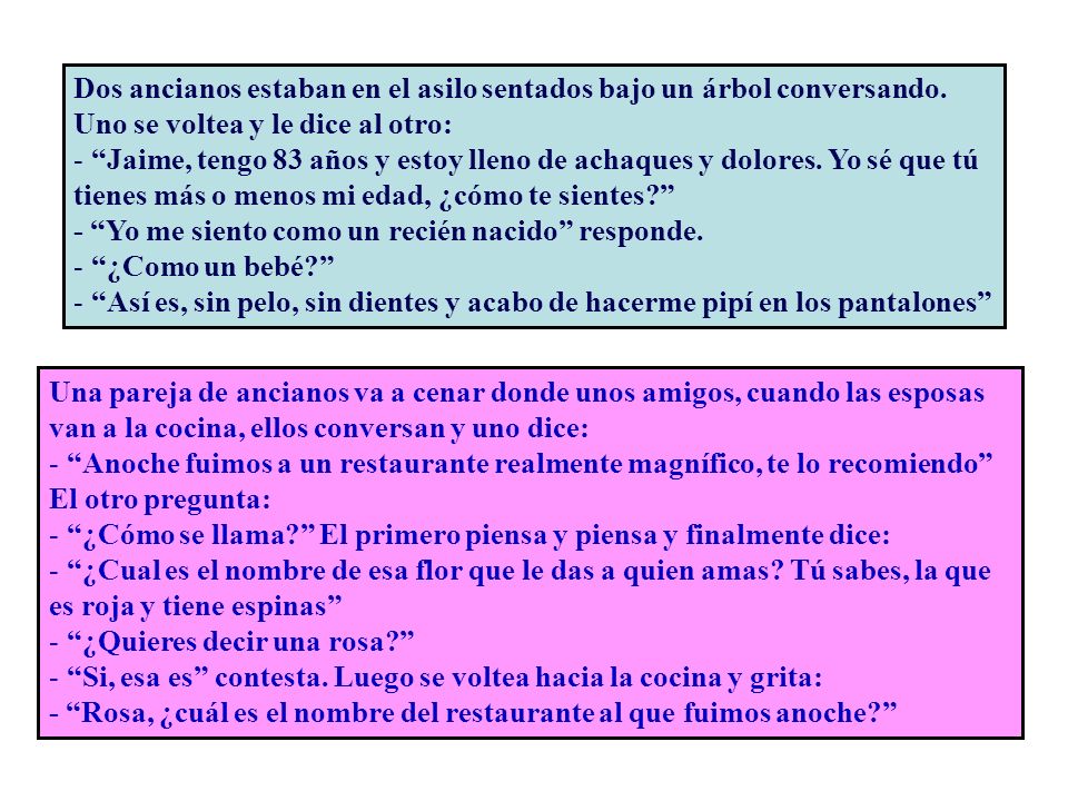Dos ancianos estaban en el asilo sentados bajo un árbol conversando.