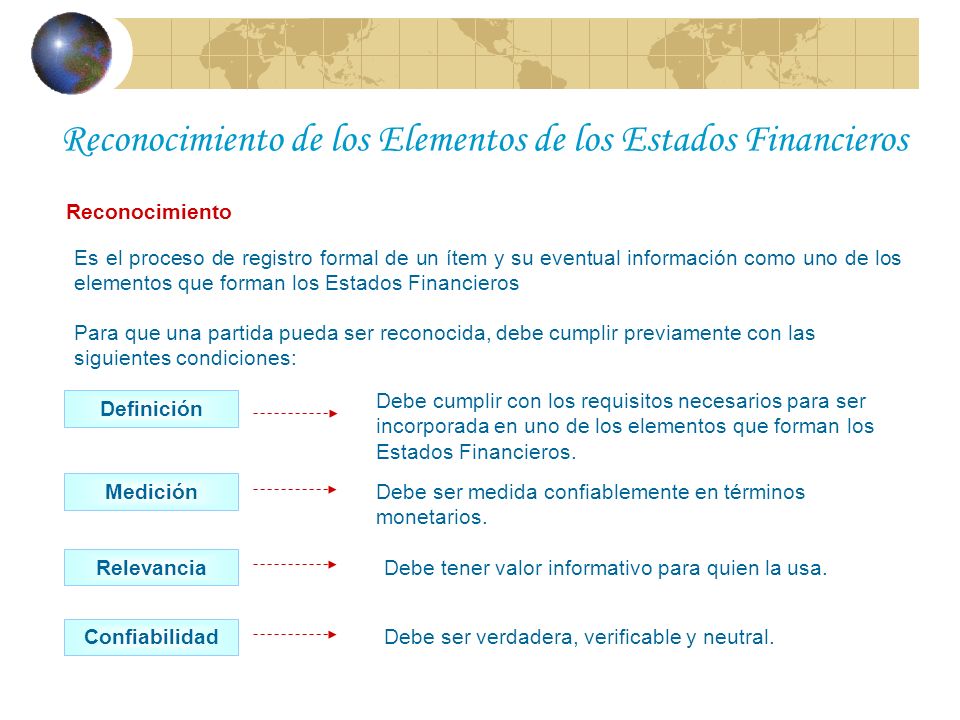 Reconocimiento de los Elementos de los Estados Financieros