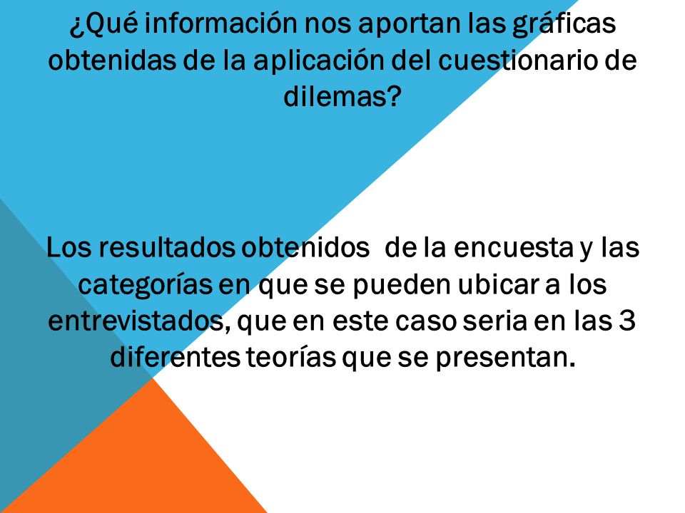 ¿Qué información nos aportan las gráficas obtenidas de la aplicación del cuestionario de dilemas
