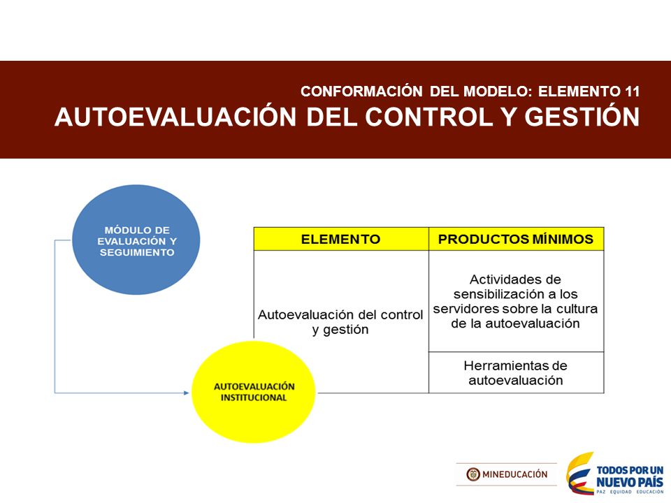 CONFORMACIÓN DEL MODELO: ELEMENTO 11 AUTOEVALUACIÓN DEL CONTROL Y GESTIÓN