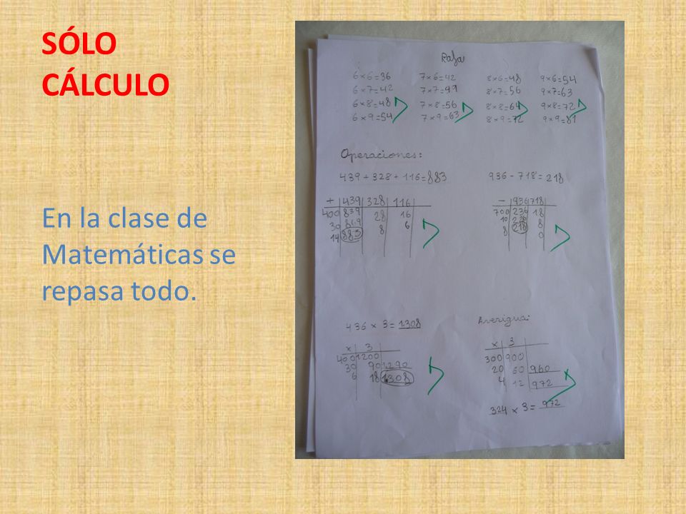SÓLO CÁLCULO En la clase de Matemáticas se repasa todo.