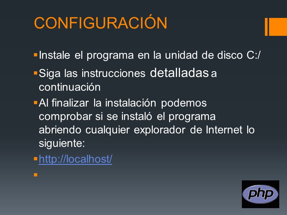 CONFIGURACIÓN Instale el programa en la unidad de disco C:/
