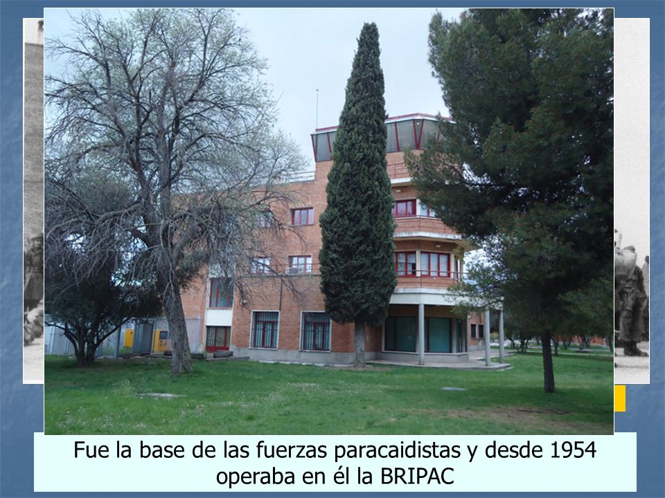 paracaidistas formando frente a la nueva torre de control (1954)