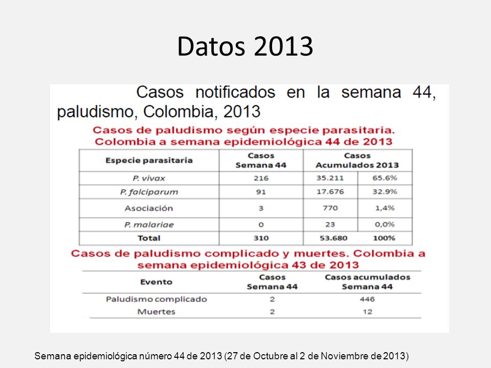 Datos 2013 Semana epidemiológica número 44 de 2013 (27 de Octubre al 2 de Noviembre de 2013)
