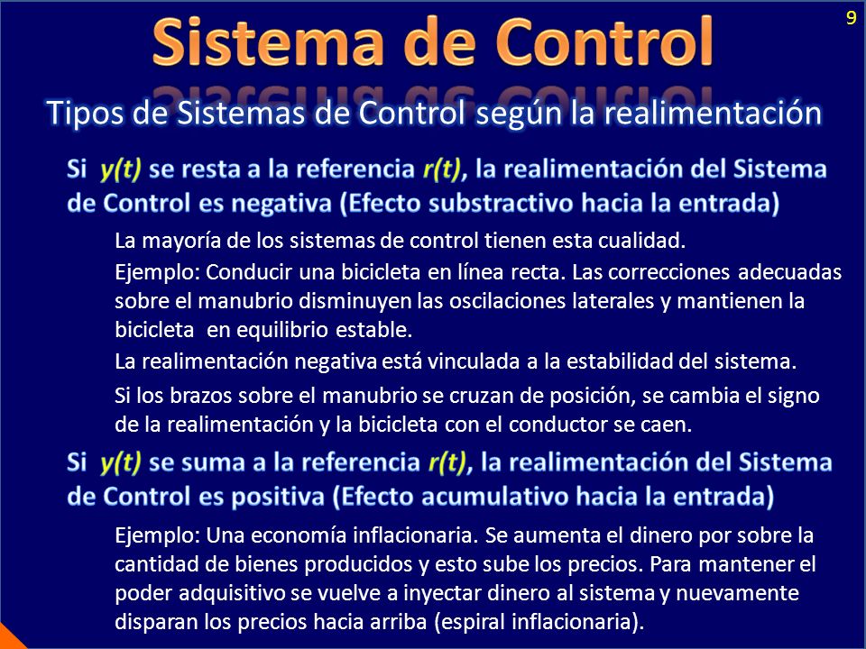 Sistema de Control 9. Tipos de Sistemas de Control según la realimentación.