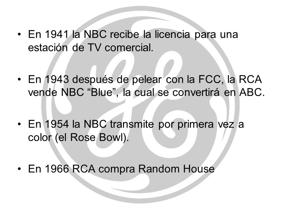 En 1941 la NBC recibe la licencia para una estación de TV comercial.