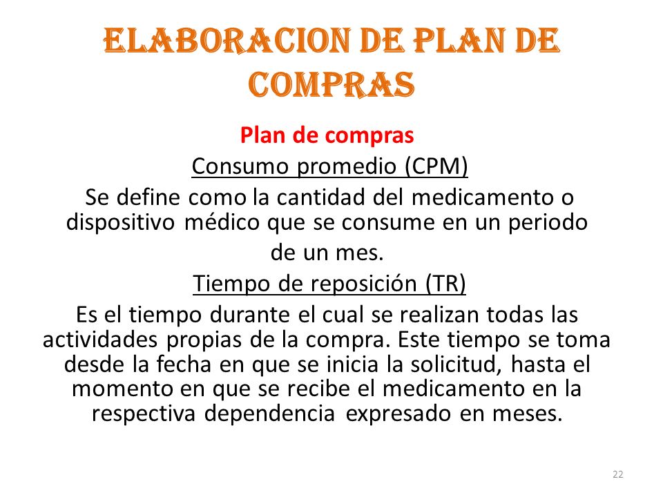 ELABORACION DE PLAN DE COMPRAS