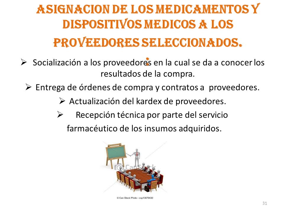 ASIGNACION DE LOS MEDICAMENTOS Y DISPOSITIVOS MEDICOS A LOS PROVEEDORES SELECCIONADOS. :