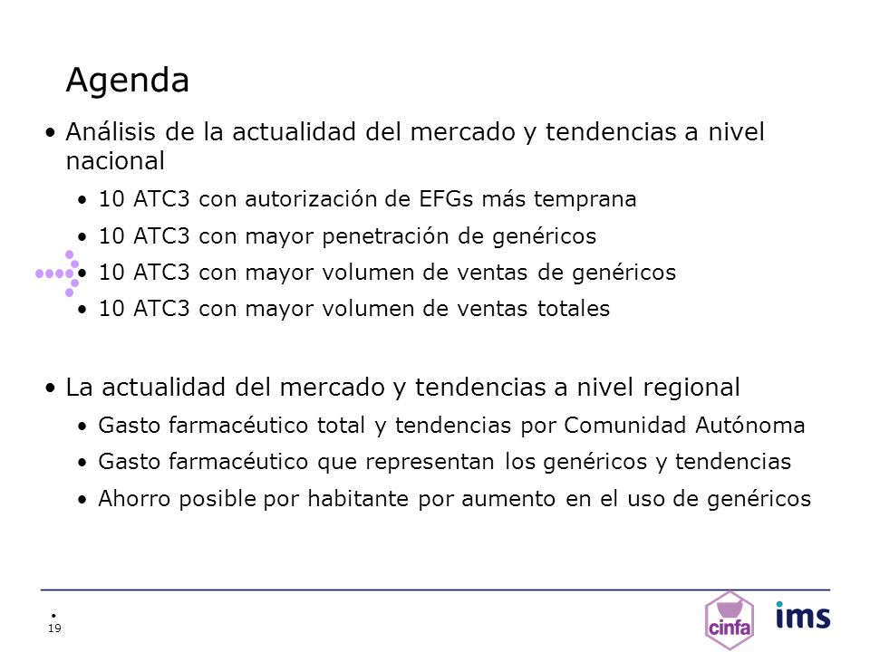 Agenda Análisis de la actualidad del mercado y tendencias a nivel nacional. 10 ATC3 con autorización de EFGs más temprana.