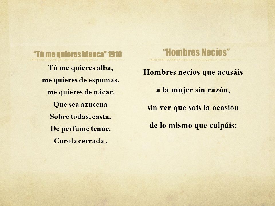 Hombres Necíos Hombres necios que acusáis a la mujer sin razón,