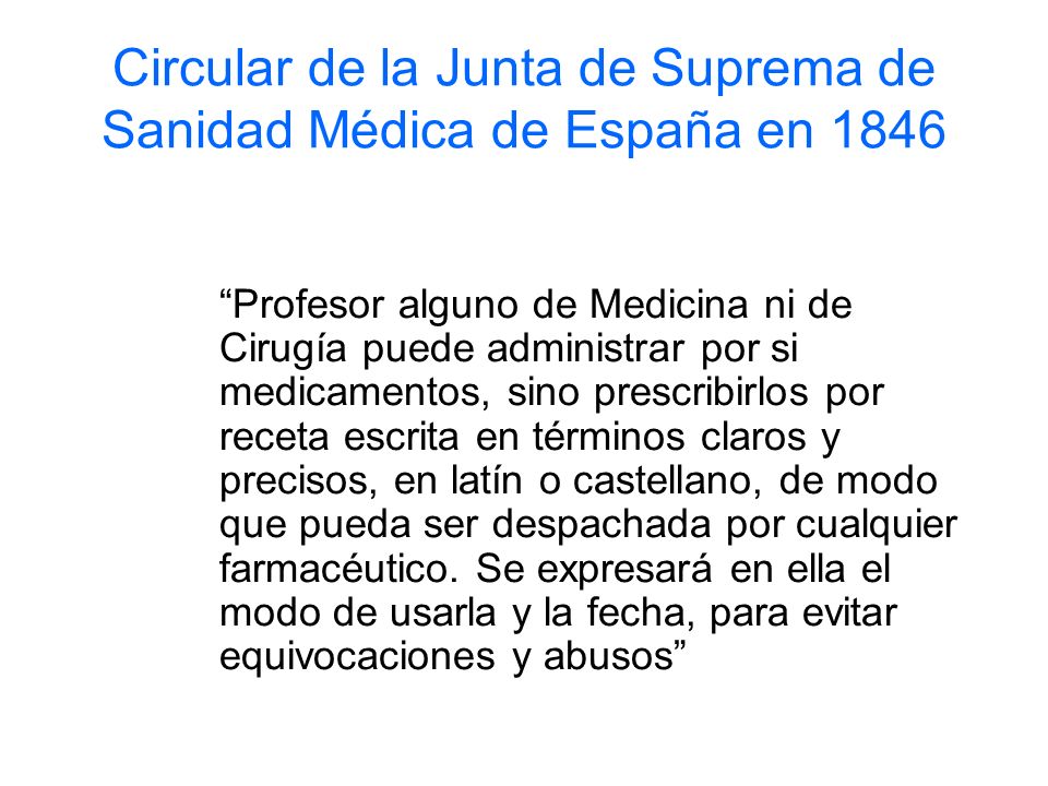 Circular de la Junta de Suprema de Sanidad Médica de España en 1846