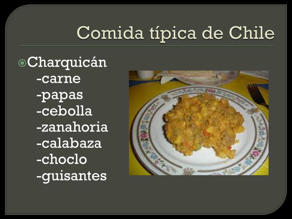 Comida típica de Chile Charquicán -carne -papas -cebolla -zanahoria