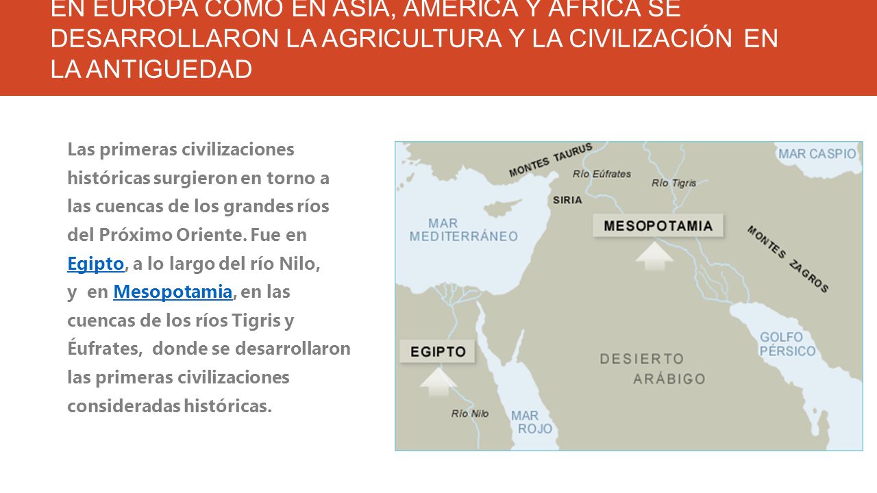EN EUROPA COMO EN ASIA, AMÉRICA Y ÁFRICA SE DESARROLLARON LA AGRICULTURA Y LA CIVILIZACIÓN EN LA ANTIGUEDAD