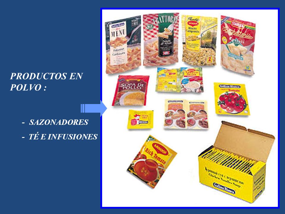 PRODUCTOS EN POLVO : - SAZONADORES - TÉ E INFUSIONES