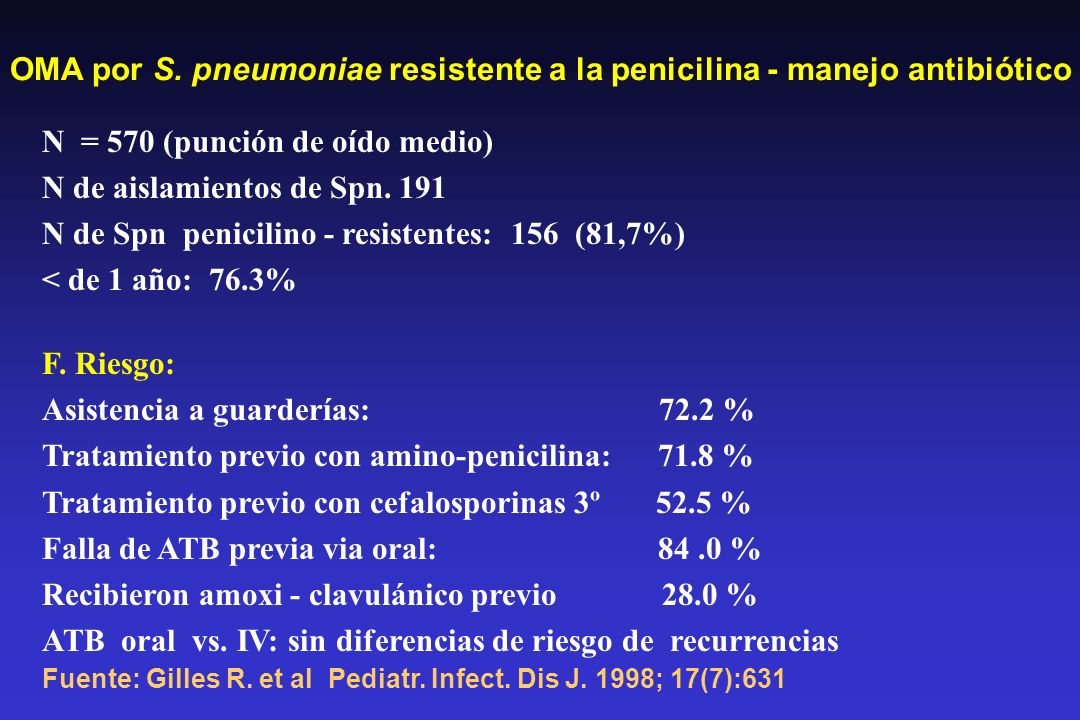 OMA por S. pneumoniae resistente a la penicilina - manejo antibiótico