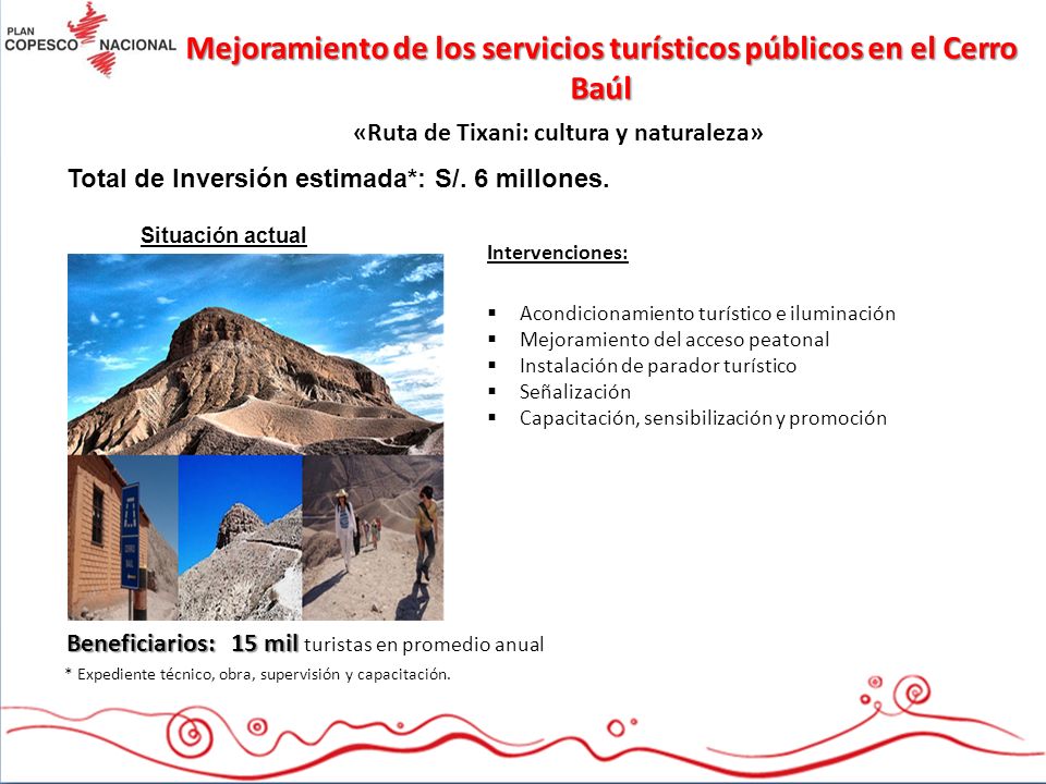 Mejoramiento de los servicios turísticos públicos en el Cerro Baúl
