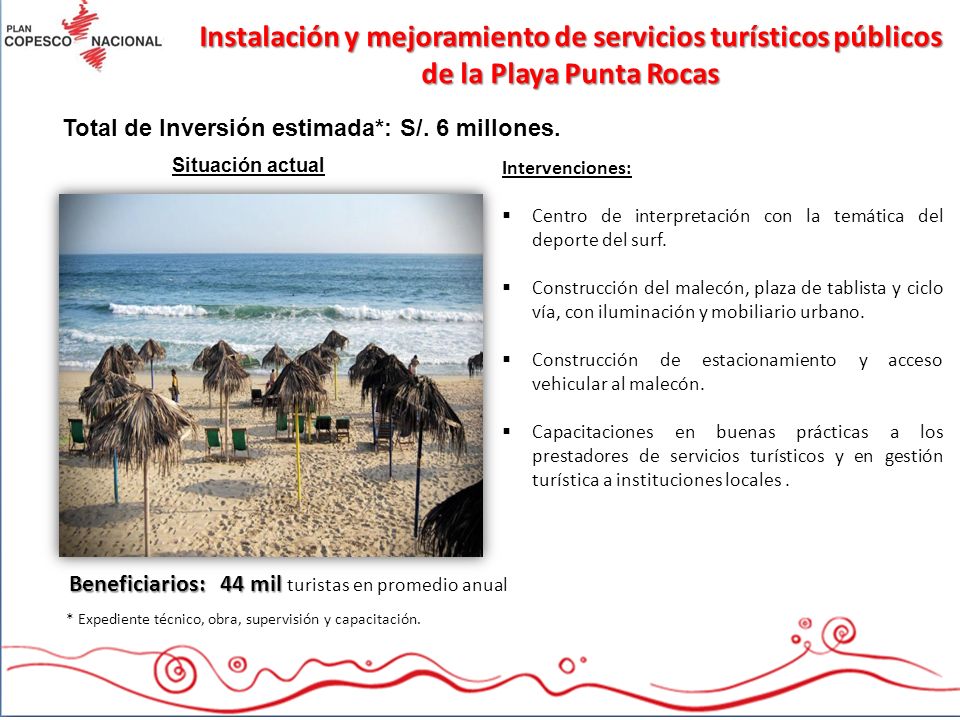 Instalación y mejoramiento de servicios turísticos públicos de la Playa Punta Rocas