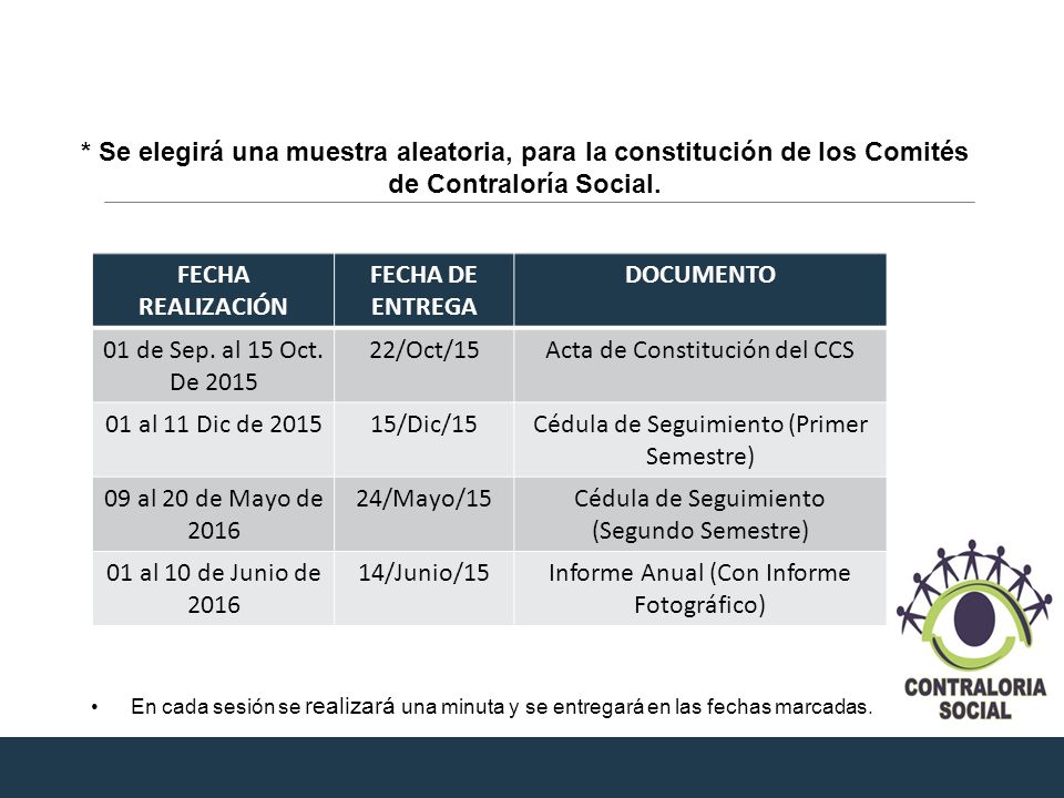 Acta de Constitución del CCS 01 al 11 Dic de /Dic/15