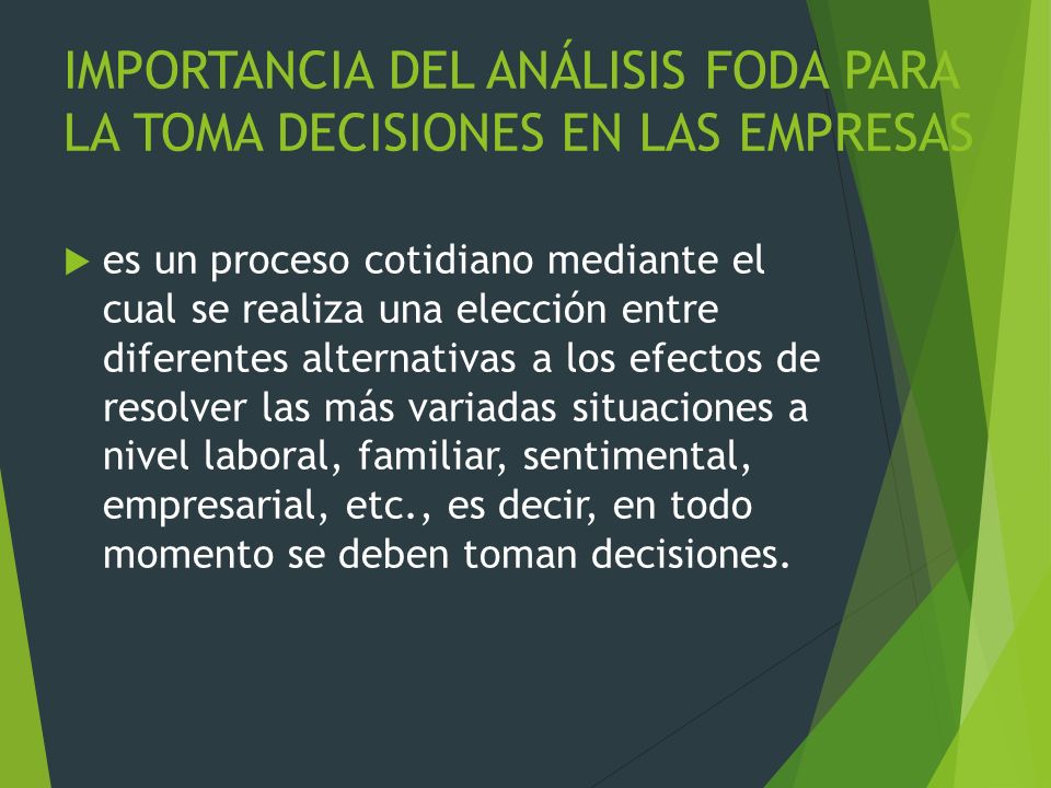 IMPORTANCIA DEL ANÁLISIS FODA PARA LA TOMA DECISIONES EN LAS EMPRESAS
