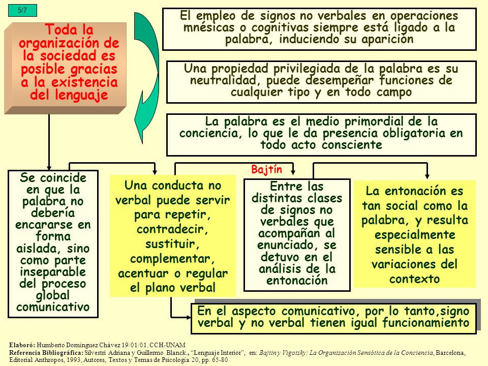 5/7 El empleo de signos no verbales en operaciones mnésicas o cognitivas siempre está ligado a la palabra, induciendo su aparición.