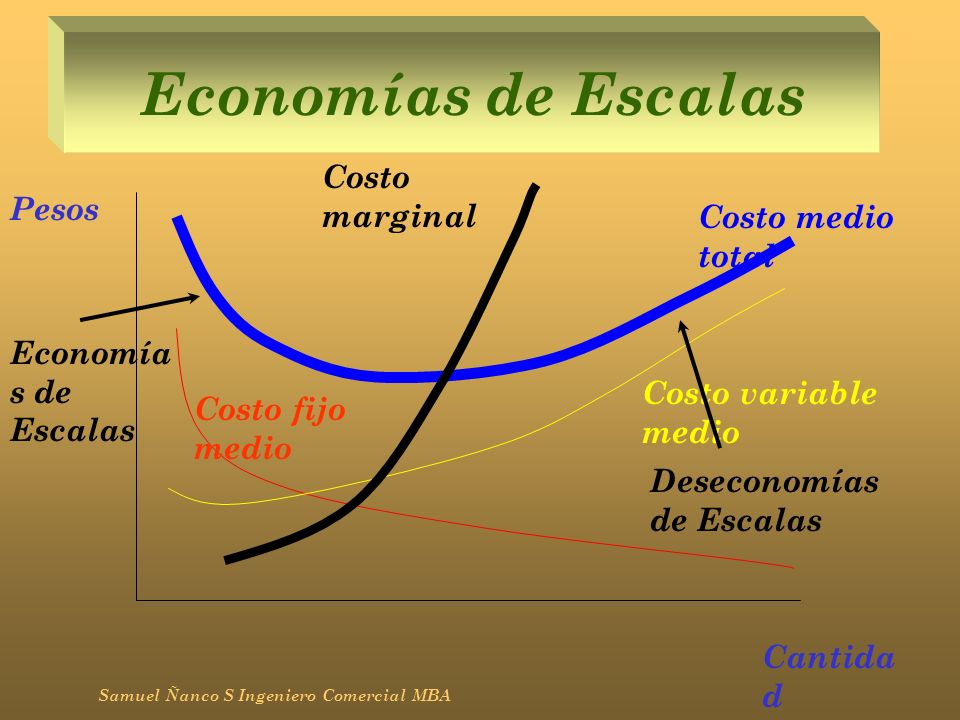 Economías de Escalas Costo marginal Pesos Costo medio total