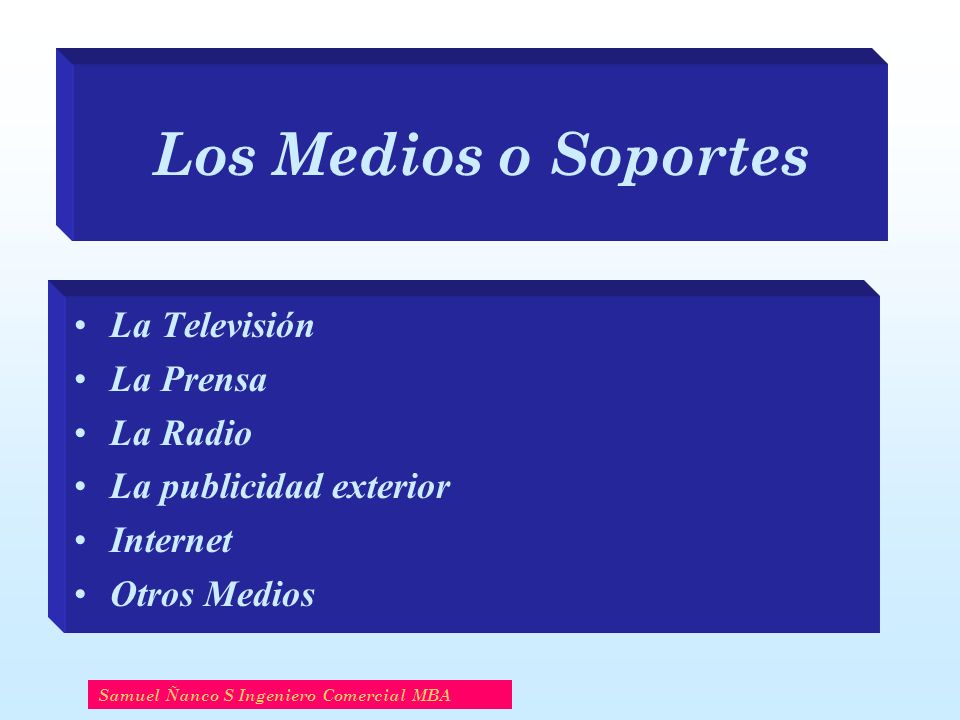 Los Medios o Soportes La Televisión La Prensa La Radio