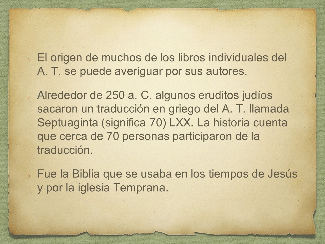 El origen de muchos de los libros individuales del A. T