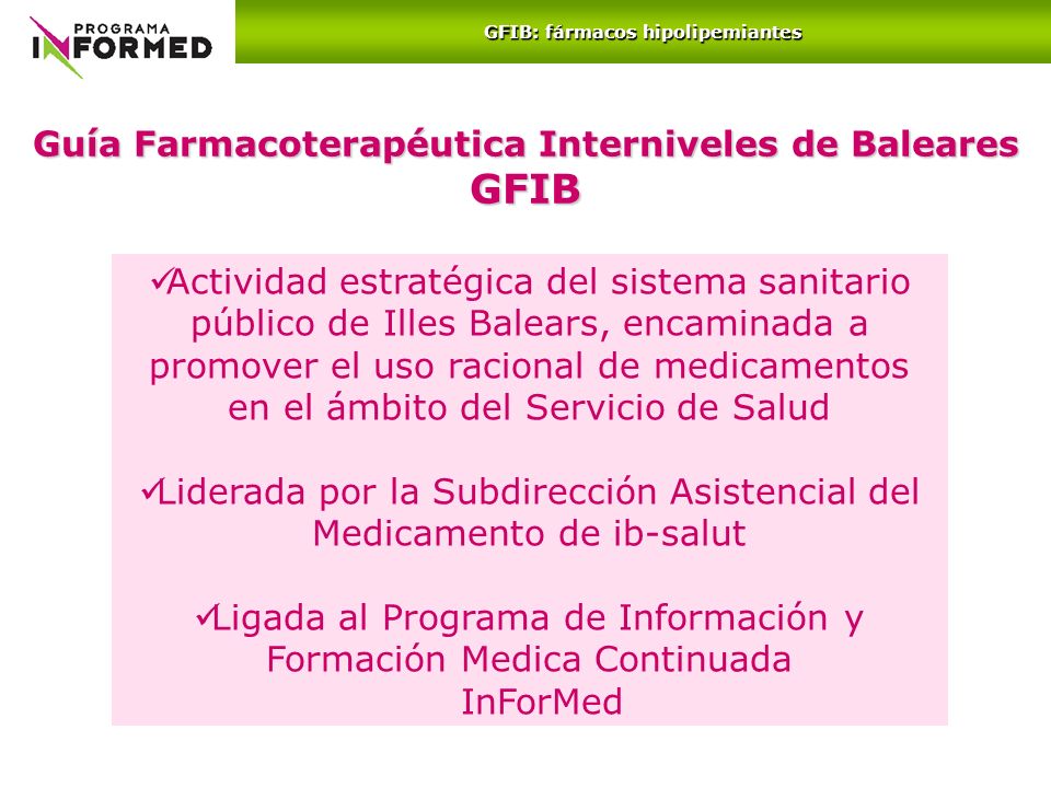 Guía Farmacoterapéutica Interniveles de Baleares GFIB