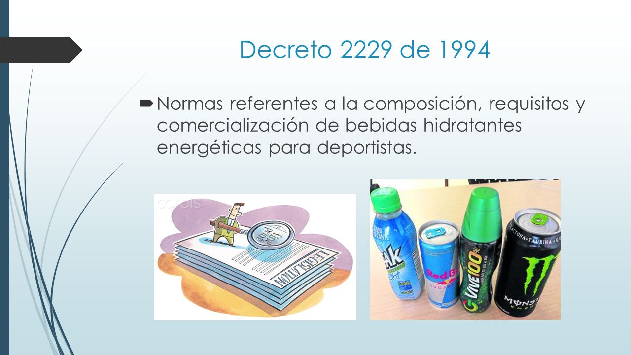 Decreto 2229 de 1994 Normas referentes a la composición, requisitos y comercialización de bebidas hidratantes energéticas para deportistas.