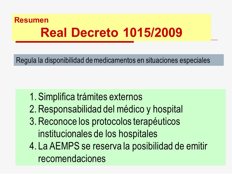 Real Decreto 1015/2009 Simplifica trámites externos