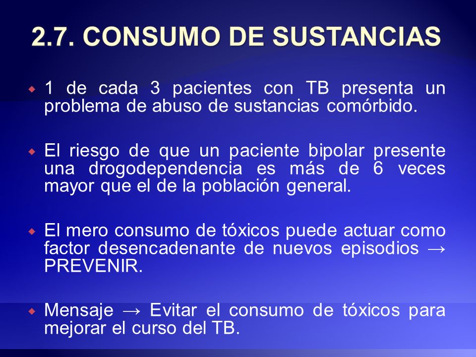 1 de cada 3 pacientes con TB presenta un problema de abuso de sustancias comórbido.