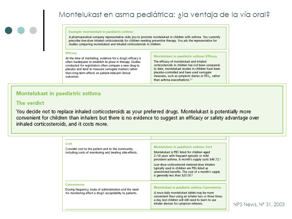 Montelukast en asma pediátrica: ¿la ventaja de la vía oral